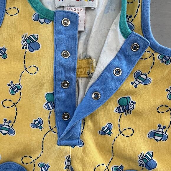 Vtg 90s Gymboree Rainbow Overall One Piece Baby Yellow Blue Bumblebee Layette NB - Picture 7 of 9